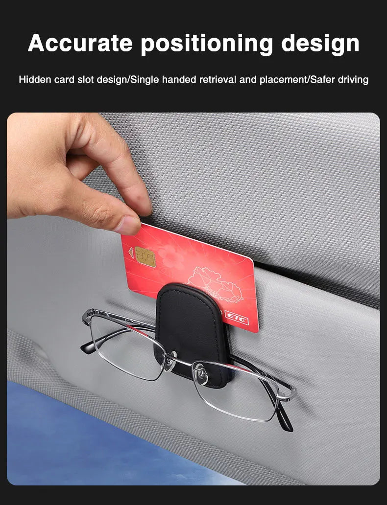 Universal Car Auto Sun Visor Eyeglass Hanger Clip Leather Glasses Holder Magnetic Multi-Function Automobile Accessories Storage