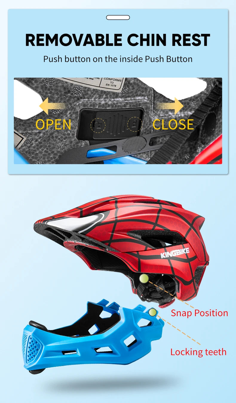 BATFOX Kids Full Face bike helmet Detachable Downhill Children Cycling Motorcycle Skateboard Sports Racing Racing Bicycle helmet