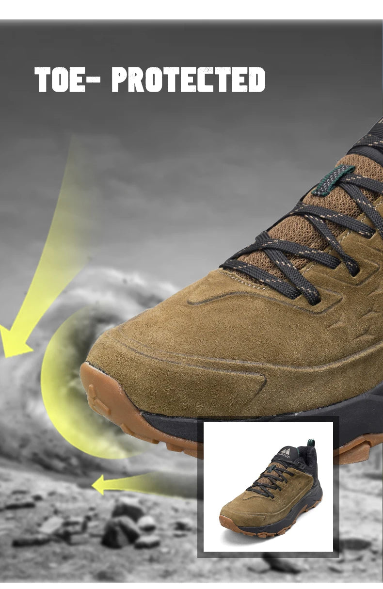 HIKEUP Latest Men's Hiking Shoes Wear-resistant Non-slip Outdoor Sneaker Rock Climbing Trekking Hunting Men Sports Suede Leather