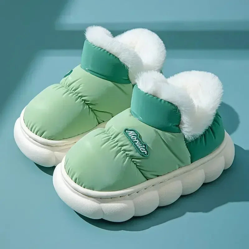 Children's Cotton Shoes Winter Plush Thickened Cotton Slippers Waterproof Ski Boots Baby Boys and Girls Leather Boots Kids Shoes