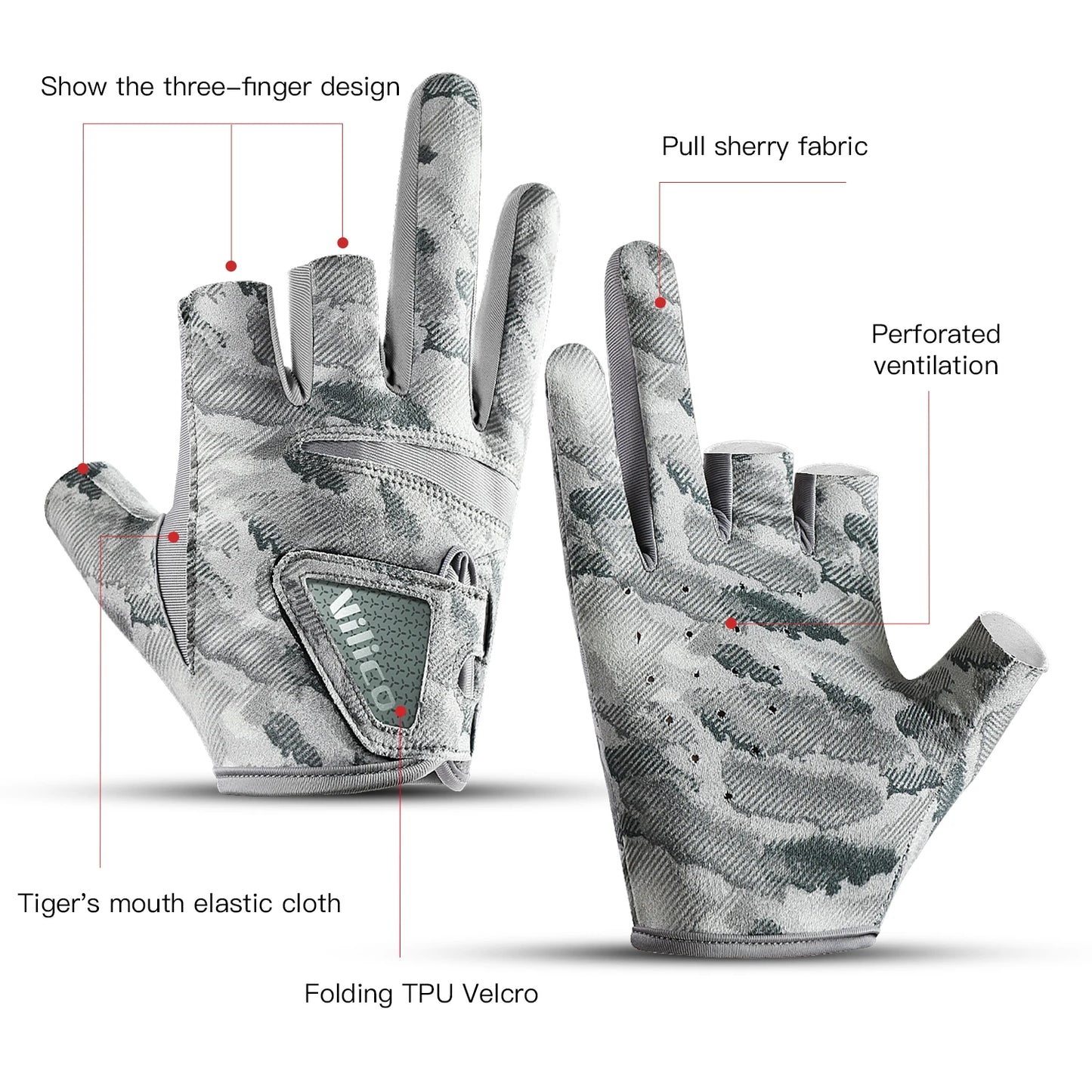 1 Pair Fishing Gloves for Men Summer Fishing Road Sub Sunscreen and Anti Slip Ice Silk Breathable Thin Three Finger Cut Gloves