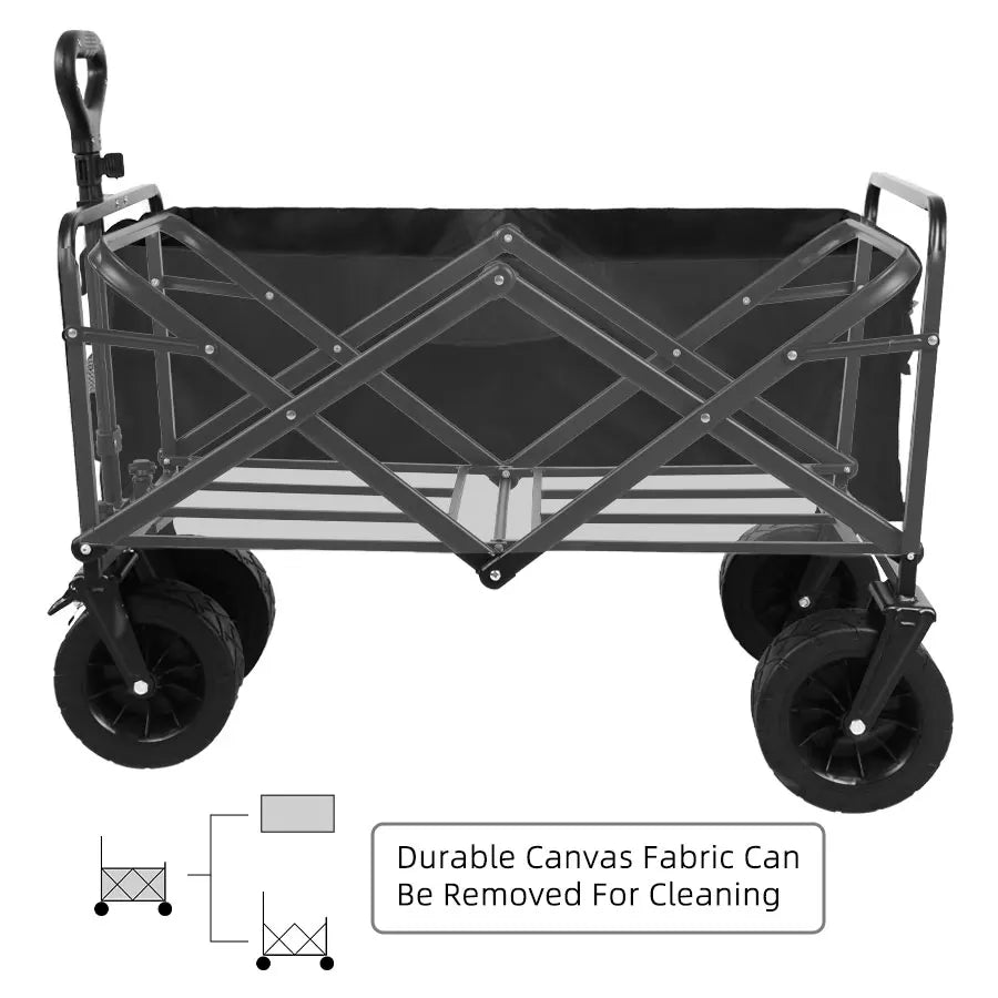 Collapsible Folding Utility Beach Cart Wagon Heavy Duty Large Capacity Fold Wagon Ourdoor Trolley Portable Garden Camping Cart