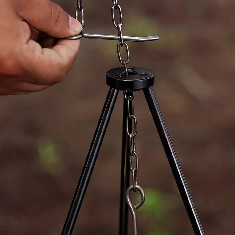 Camping Campfire Tripod for Hanging Pot Outdoor Cookware Picnic Cooking Pot Grill Rack Barbecue Support Aluminum Alloy Tripod