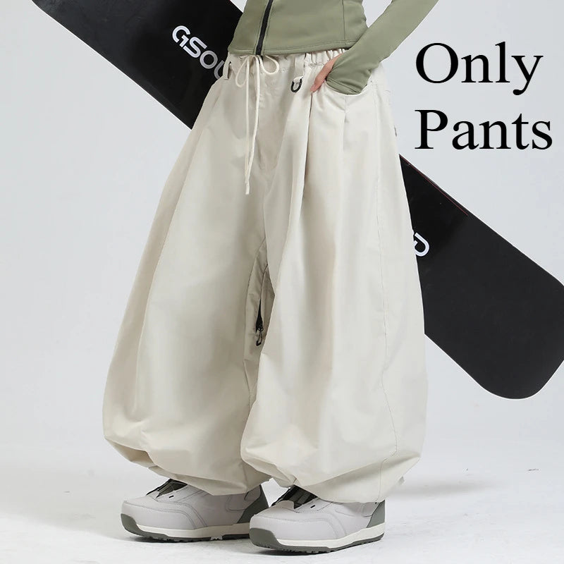 GSOU SNOW Plus Size Winter Ski Trousers Super Baggy Men Snowboard Clothes Women Snow Pants Outdoor Sports Winterproof Breathable