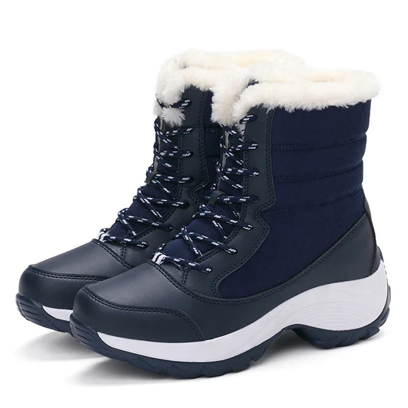 Snow Boots for Women Casual Winter Shoes Platform Non-slip Warm Fur Ankle Boots Plush Combat Outdoor Casual Hiking Warm Shoes