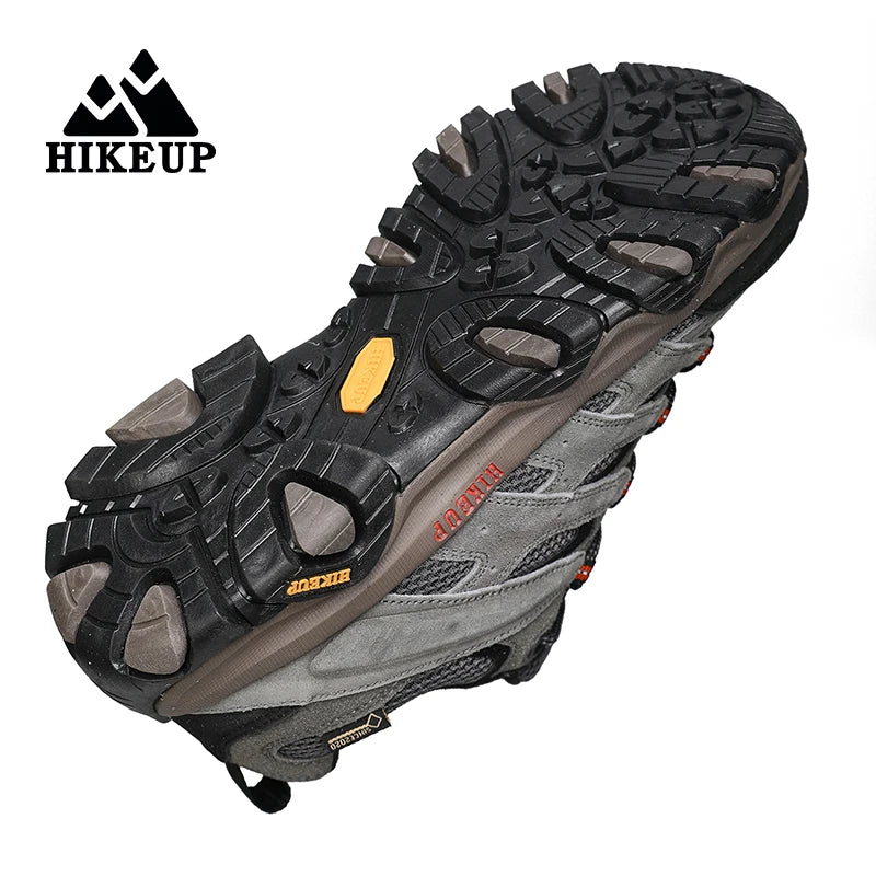 HIKEUP Hiking Shoes Men Designer Climbing Trekking Sneakers for Men Leather Outdoor Sports Work Man Shoes Run Shoes