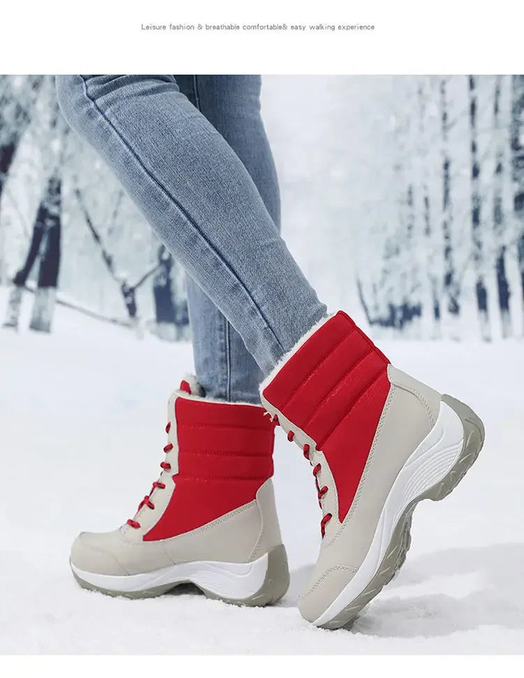 Snow Boots for Women Casual Winter Shoes Platform Non-slip Warm Fur Ankle Boots Plush Combat Outdoor Casual Hiking Warm Shoes