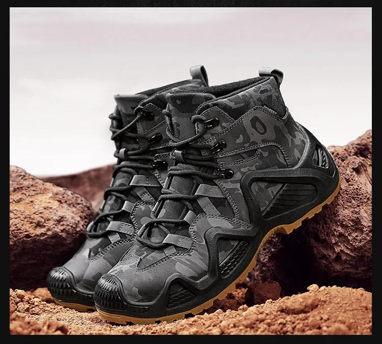 Oxford Waterproof Tactical Boots Men's Outdoor Non-slip Climbing Hiking Sports Shoes 45Plus Size Camouflage Work Shoes 46