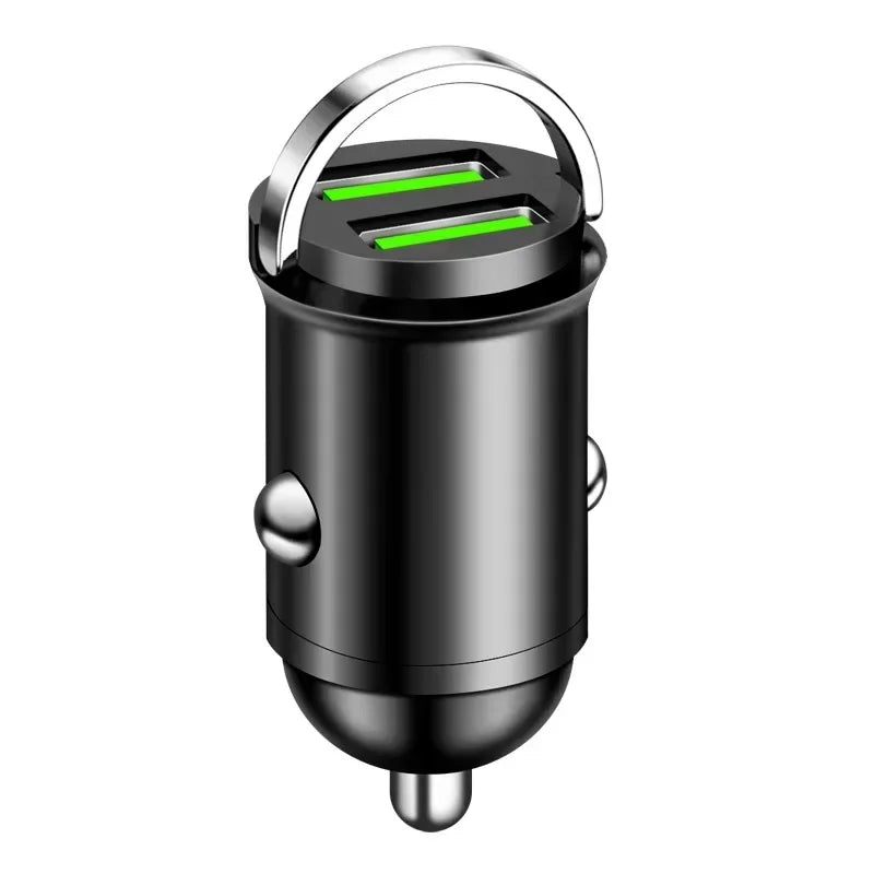200W Mini Pull Ring Car Charger Dual USB Fast Chargingfor iPhone Huawei Xiaomi Samsung QC 3.0 Phone convenient Charger Adapter