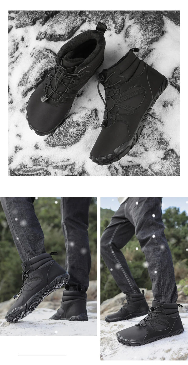 Men Women Waterproof Winter Boots Snow Barefoot Casual Shoes Outdoor Warm Work Shoes Ankle Shoes for Trekking Climbing Hiking