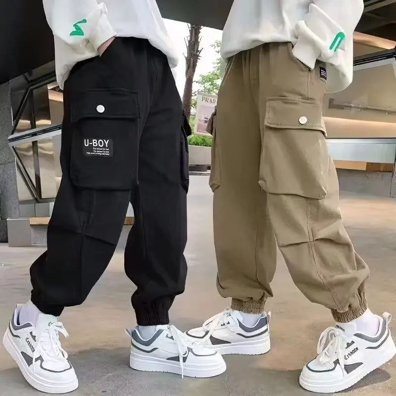 Multiple Pockets Boy Cargo Pants Children Casual Sweatpants Three-dimensional High Visibility Sports Pants Children's Clothing