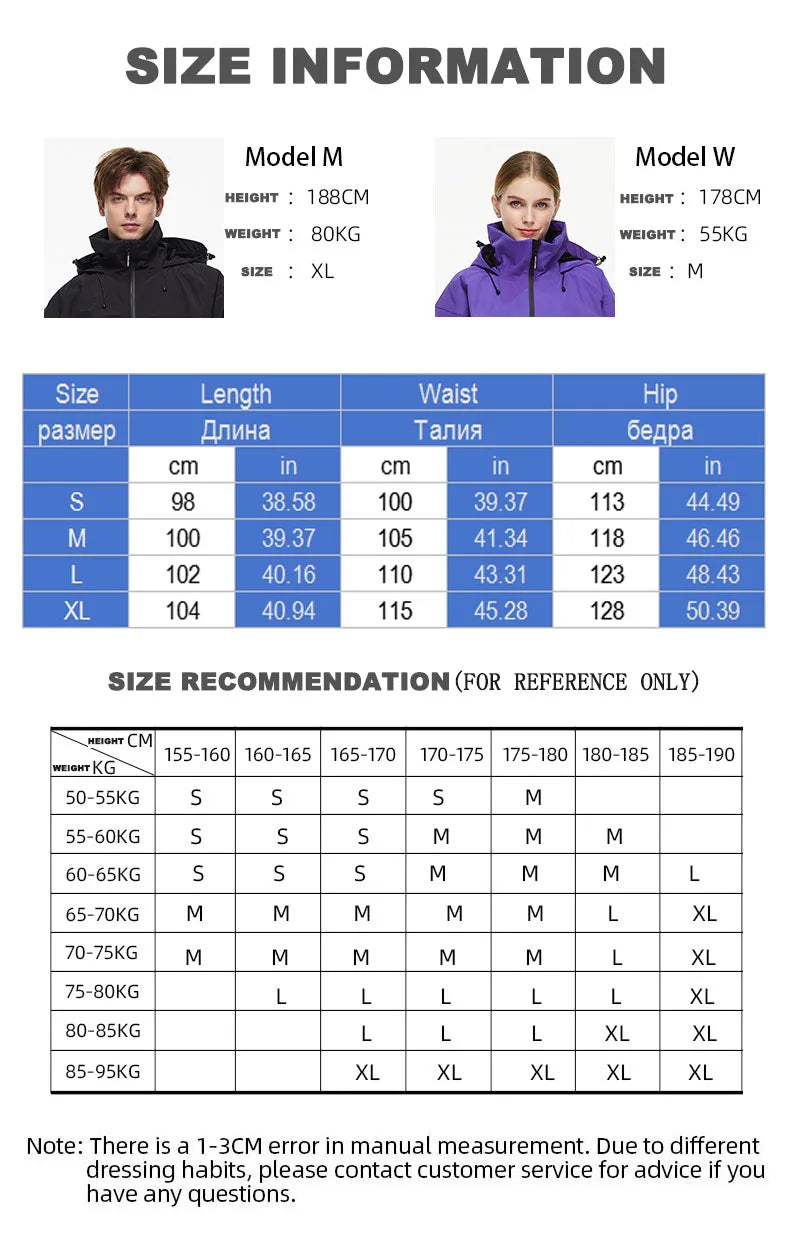Men Women Ski Pants Winter Windproof Waterproof Reflective Warm Breathable Ski Overalls Pants Female Male Loose Snowboard Pants