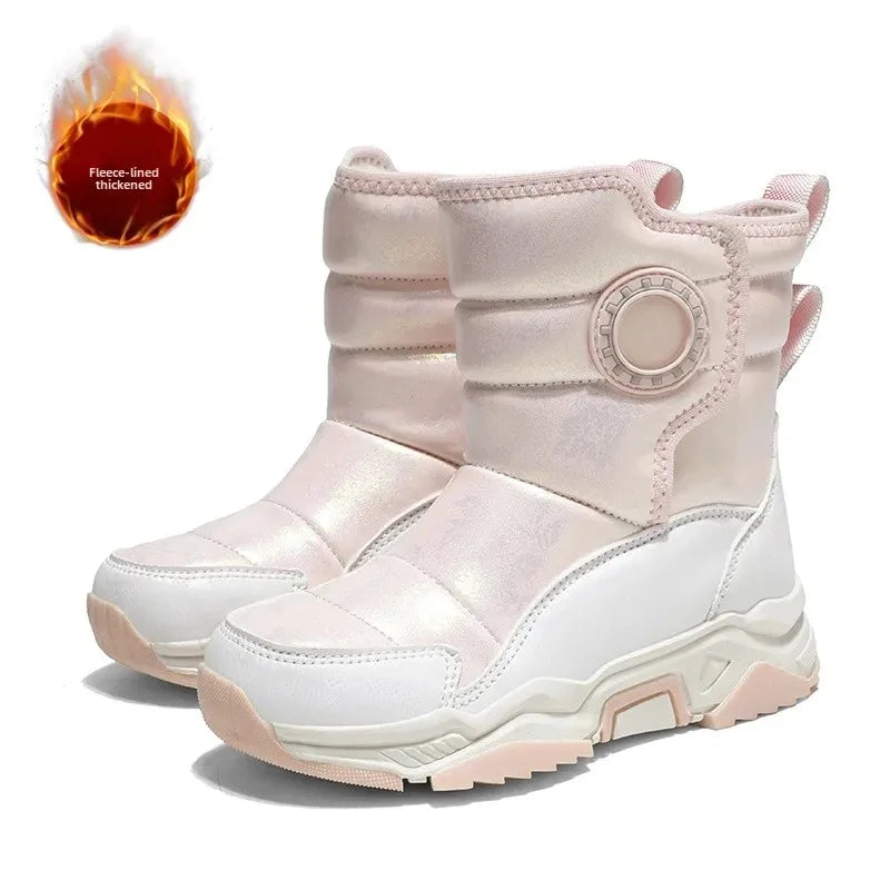 Winter Children's Cotton Shoes Anti-Slip Ice Claw High-Top Waterproof Fleece-Lined Snow Boots for Girls And Boys Hot Sale Of The
