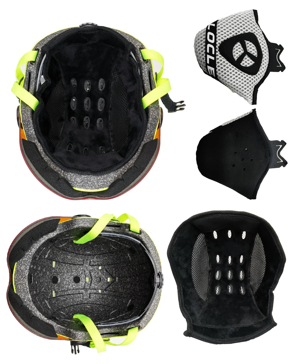 LOCLE Upgrade Skiing Helmet Men Women Children Ultralight Snowboard Skateboard Motorcycle Snowmobile Ski Helmet Visor Goggles
