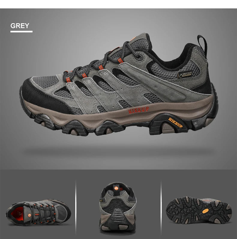 HIKEUP Hiking Shoes Men Designer Climbing Trekking Sneakers for Men Leather Outdoor Sports Work Man Shoes Run Shoes
