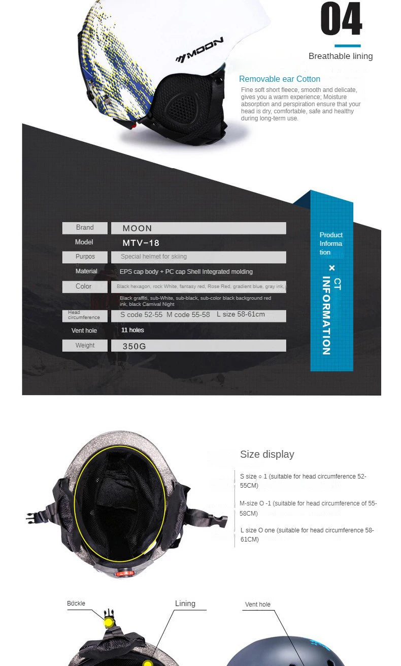 MOON Skiing Helmet Skiing Helmet Children Adult Ultralight Extreme Sports Skateboard Snowboard Helmet Snowmobile Motorcycle