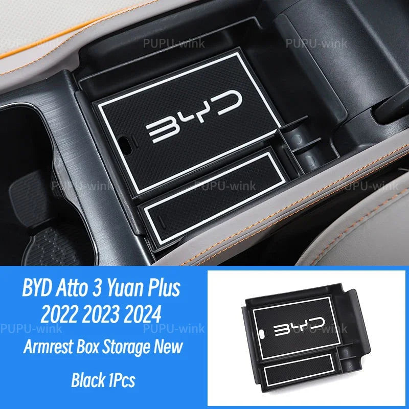 BYD Atto 3 Yuan Plus 2022 2023 2024 Center Console Storage Box New Armrest Box Storage Tray Organizer Box for BYD EV Interior