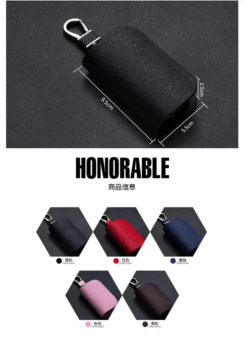 Leather Car Key Case Universal Keychain For BMW Mercedes Audi VW Bentley Ferrari FIAT Alfa Jeep Key Cover Protector Accessories