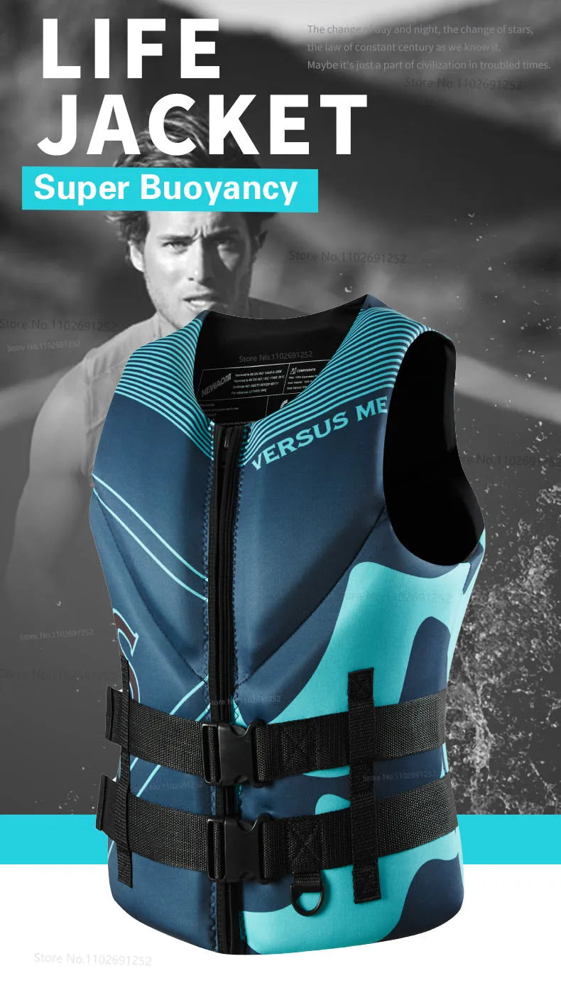 Life Jacket for Adult Water Sport Swimming Surf Raft Kayak Fishing Jet Ski Life Vest Super Buoyancy Neoprene Rescue Life Jackets