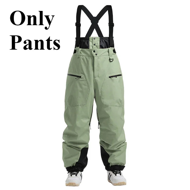 Winter New Skiing Pants Thickening Warm Ski Overalls Men Loose Snow Clothes Outdoor Windproof Snowboard Trousers Waterproof Pant