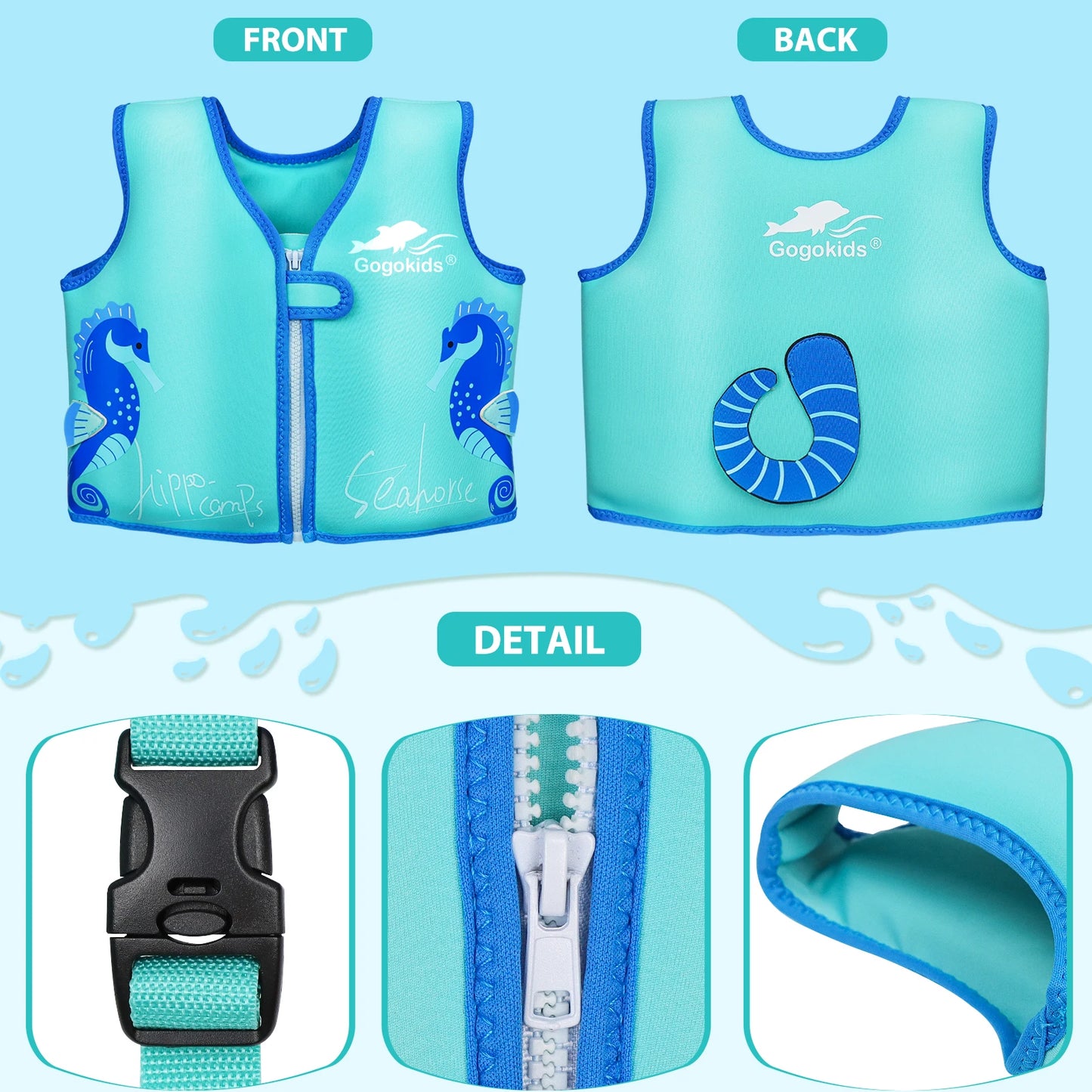 Neoprene Children's Life Jacket Wakeboard Jet Surf Surfing Buoyancy Aid Safe Buckle Jackets for Surfing Swimming Sailing Rafting