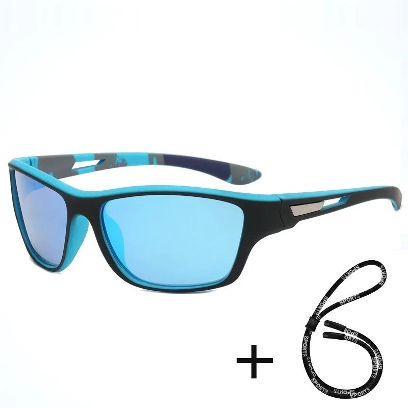 Men's Polarized Cycling Sunglasses with Chain - UV400 Sports Riding Sunglasses Anti-Reflective