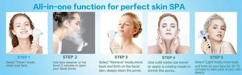 5 in 1 Electric Facial Cleansing Brush Blackhead Remover Pore Vacuum Cleaner Deep Cleaning Face Care Black Head Removal Machine