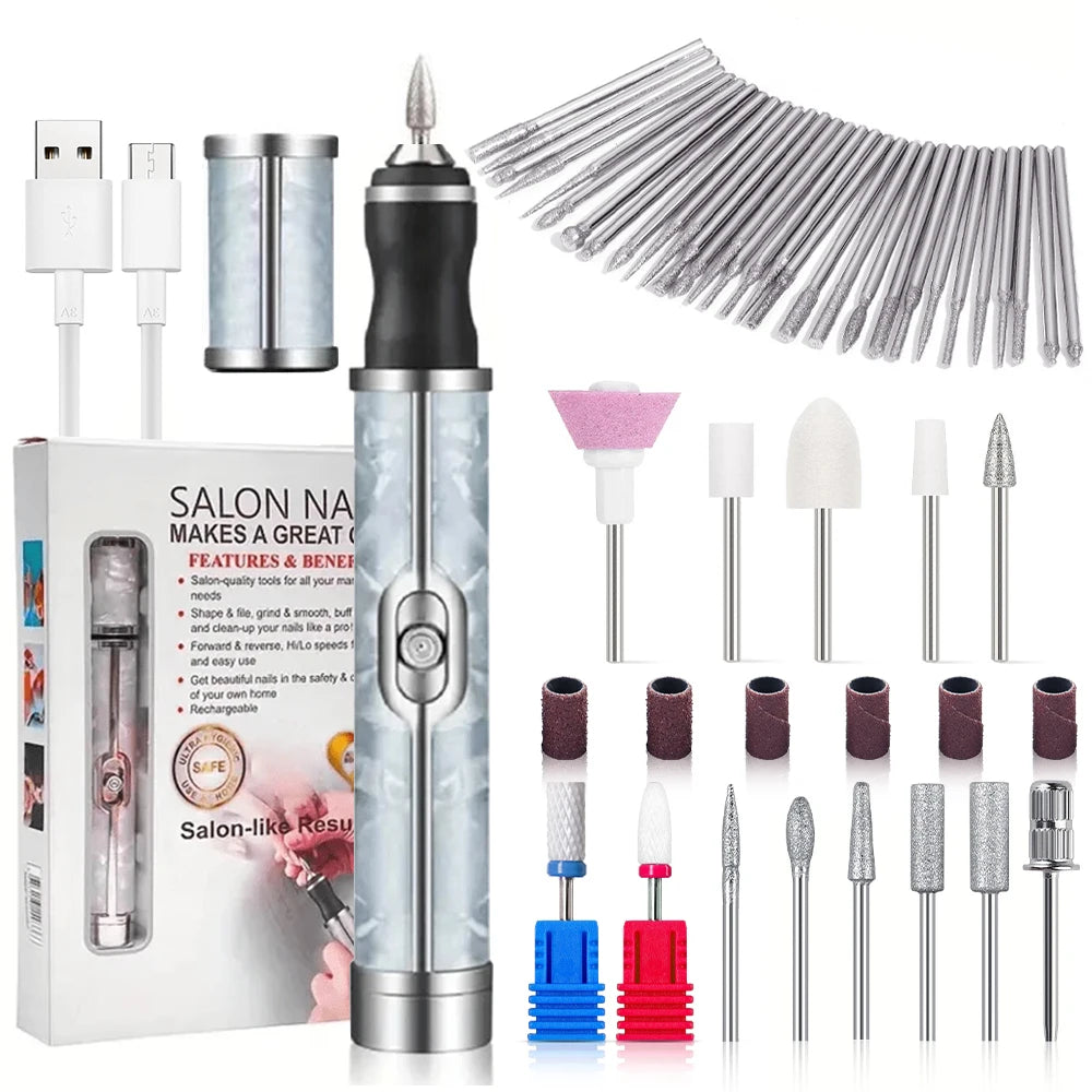 LINMANDA Many sets Electric Nail File Portable Manicure Pedicure Polishing Grinding Peeling Nail Drill for Fingernail Toenail