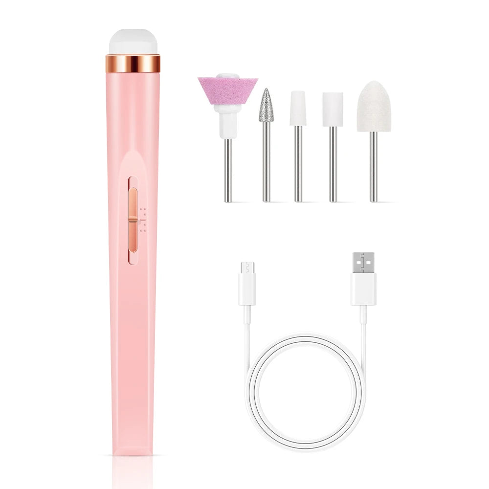 YIKOOLIN Portable Nail File Care Electric Nail Drill with 4 Speeds Cuticle Trimmer Battery Operated Manicure and Pedicure Tools