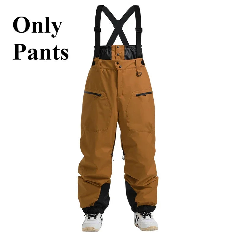 Winter New Skiing Pants Thickening Warm Ski Overalls Men Loose Snow Clothes Outdoor Windproof Snowboard Trousers Waterproof Pant