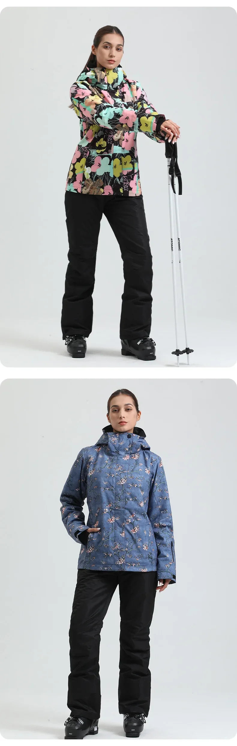 Skiing Hoodie Jacket Outdoor Warm Ski Coats Windproof Waterproof Ski Tops Women Sports Snowboard Jacket Winter New Snow Clothing