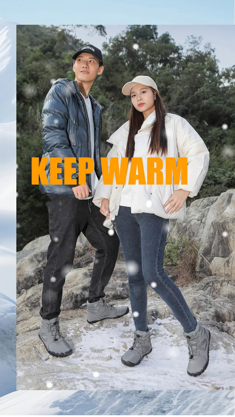 Men Women Waterproof Winter Boots Snow Barefoot Casual Shoes Outdoor Warm Work Shoes Ankle Shoes for Trekking Climbing Hiking