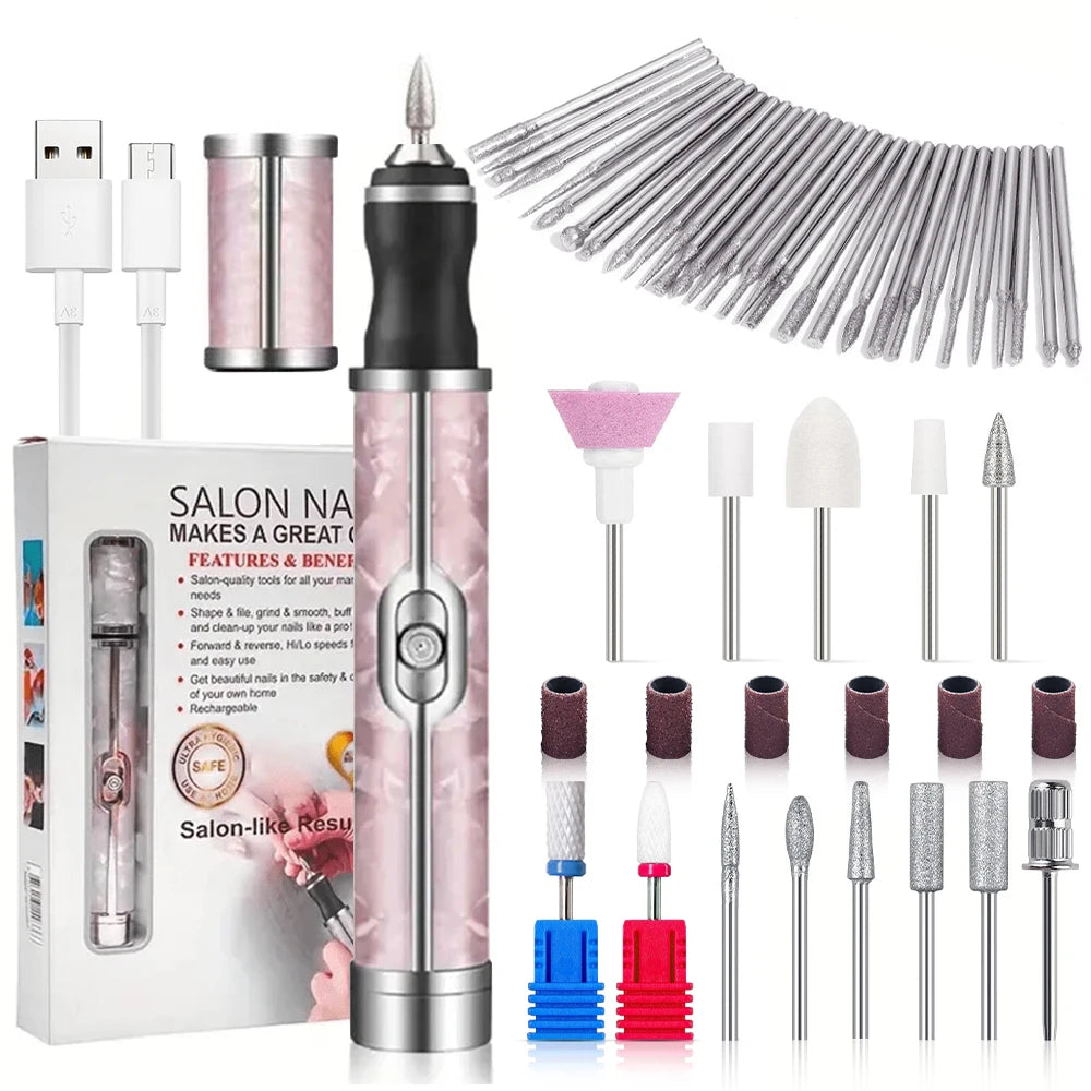 LINMANDA Many sets Electric Nail File Portable Manicure Pedicure Polishing Grinding Peeling Nail Drill for Fingernail Toenail