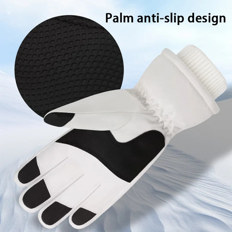 Minimalist Winter Warmth Thickened Fingerless Gloves Unisex Waterproof Fabric Fleece-Lined Ski Gloves Outdoor Sports Gloves