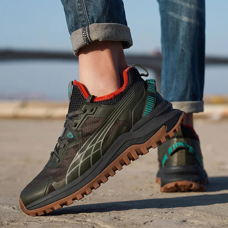 HIKEUP New Men Hiking Shoes Outdoor Sport Wear-Resistant Climbing Shoes Rubber Sole Trekking Sneaker Women Sports