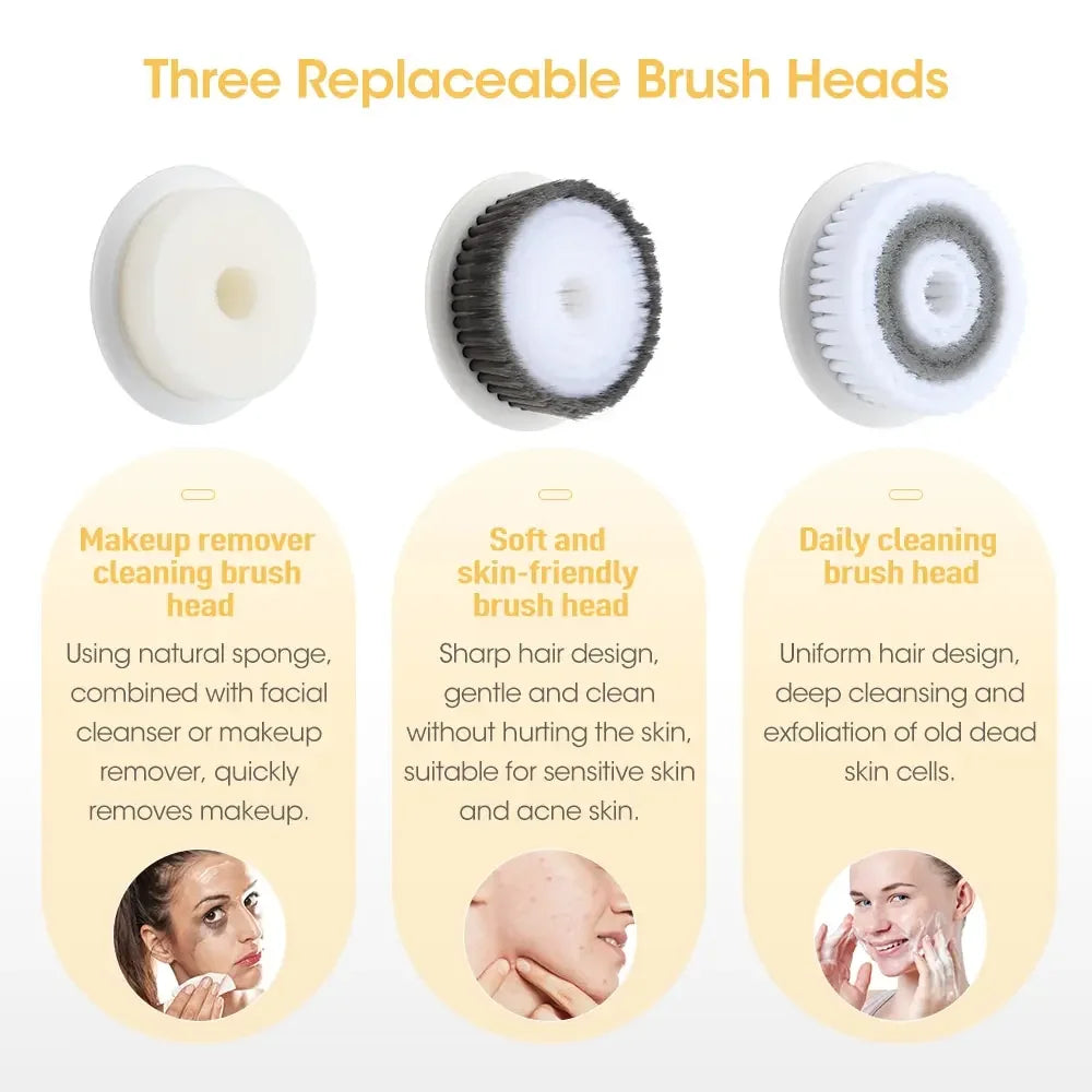 3 IN 1 Ultrasonic Facial Cleaner Pore Face Electric Face Cleansing Brush Skin Care Massager Blackhead Remover Facial Clean Brush