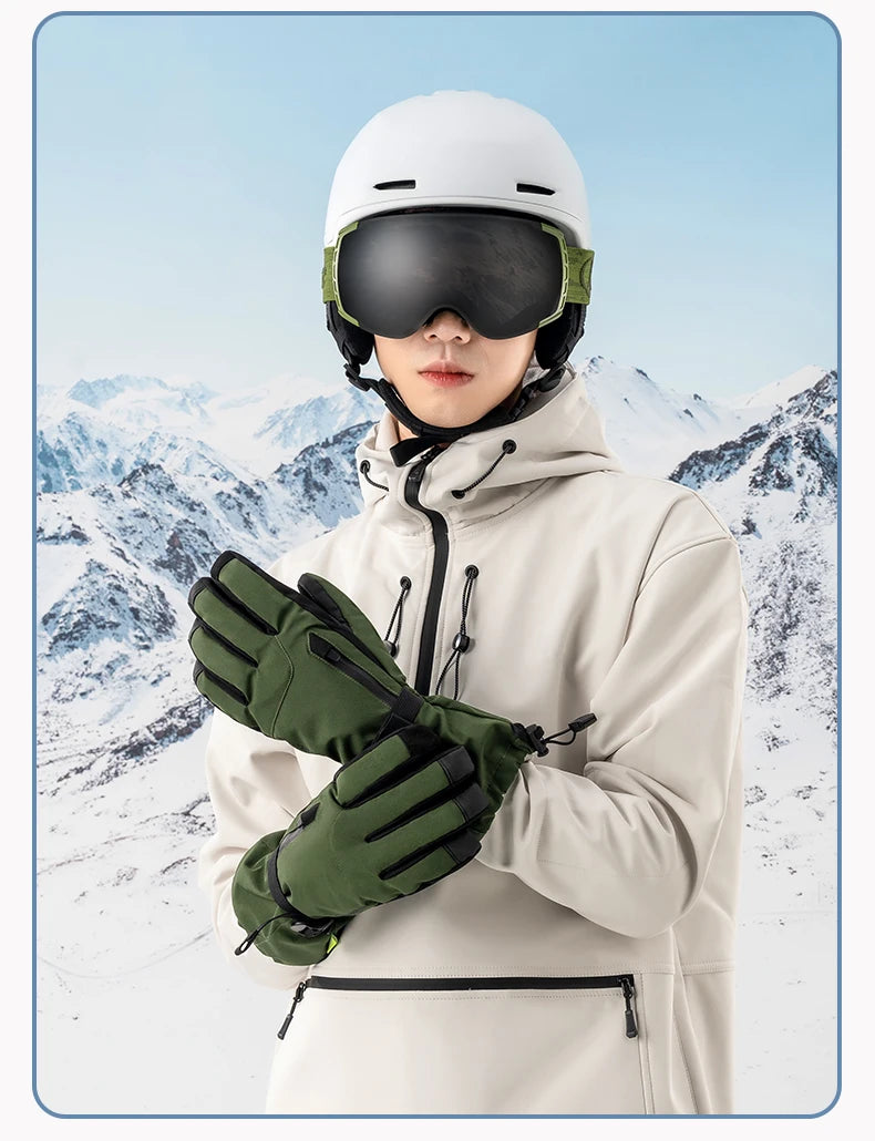 Qunature Ski Gloves Touchscreen Waterproof Keep Warm Ski Gloves Extended Wrist Palm anti-slip PU Snowboard Gloves Windproof