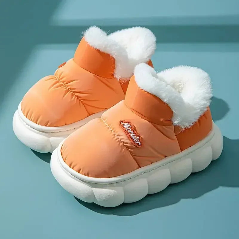 Children's Cotton Shoes Winter Plush Thickened Cotton Slippers Waterproof Ski Boots Baby Boys and Girls Leather Boots Kids Shoes