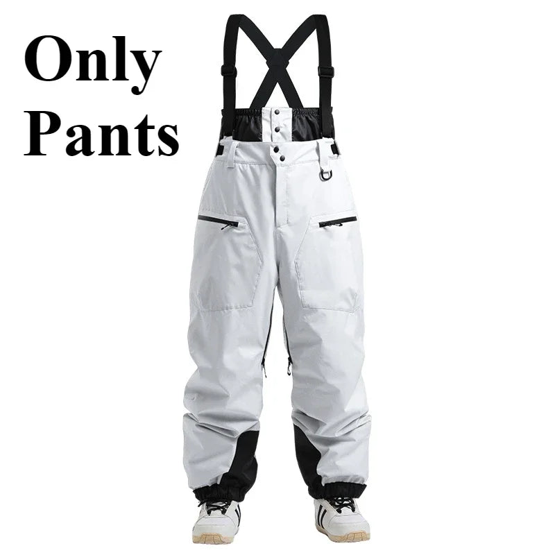 New Men Skiing Pants Winter Thickening Warm Ski Overalls Windproof Snowboard Trousers Outdoor Loose Snow Clothes Waterproof Pant
