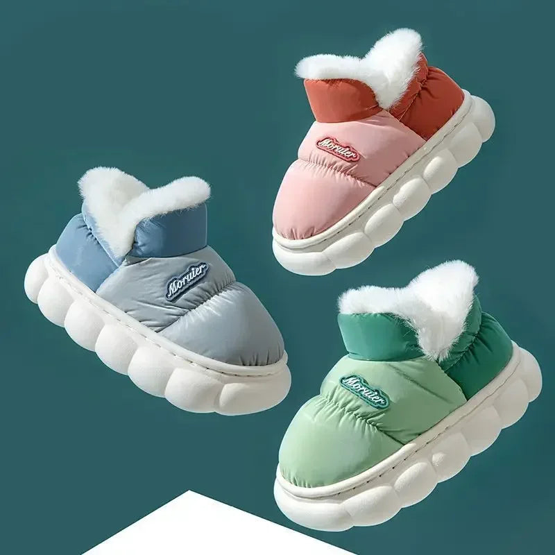 Children's Cotton Shoes Winter Plush Thickened Cotton Slippers Waterproof Ski Boots Baby Boys and Girls Leather Boots Kids Shoes
