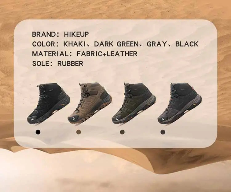 HIKEUP High-Top Men Hiking Boot Winter Outdoor Shoes Lace-Up Non-slip Sports Casual Trekking Boots Man Suede Warm Shoes