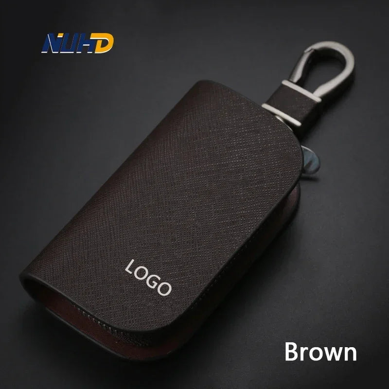 Leather Car Key Case Universal Keychain For BMW Mercedes Audi VW Bentley Ferrari FIAT Alfa Jeep Key Cover Protector Accessories