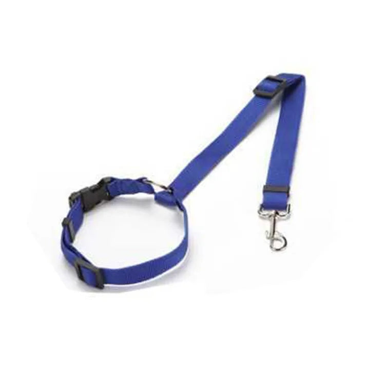 Solid Color Two-in-one Pet Car Seat Belt Nylon Lead Leash Backseat Safety Belt Adjustable Dogs Harness Collar Pet Accessories