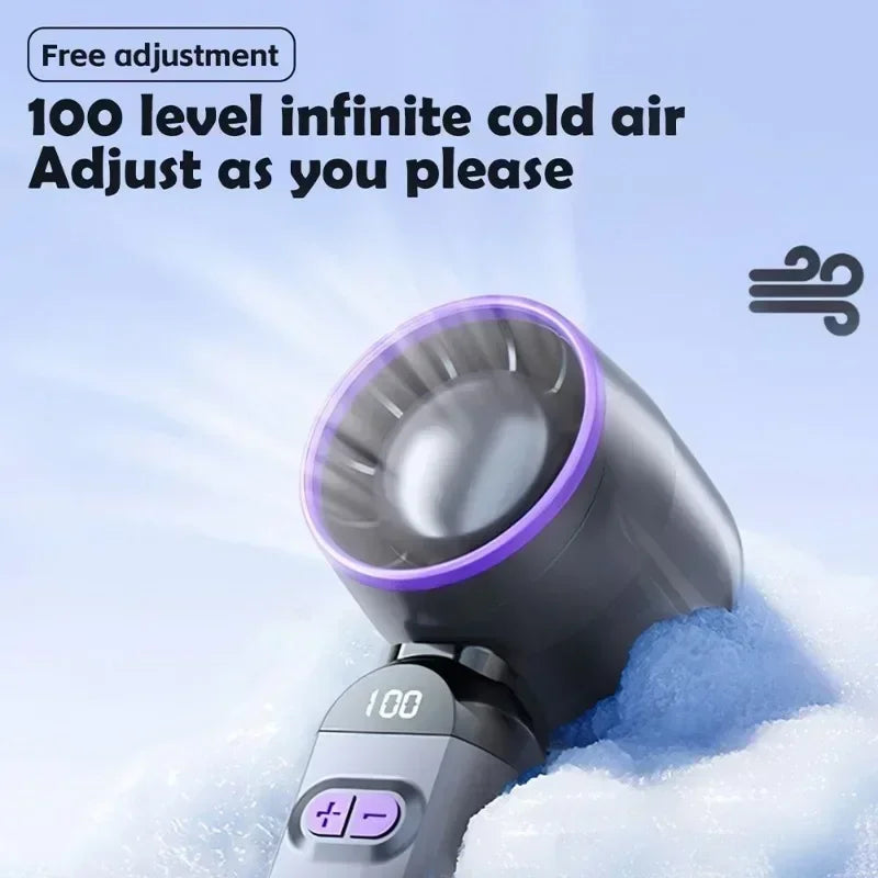 Mini Portable Hand Fan, 100 Wind Speeds, 6000mAh USB Battery Rechargeable, LED Digital Display, Travel,Camping,Outdoor