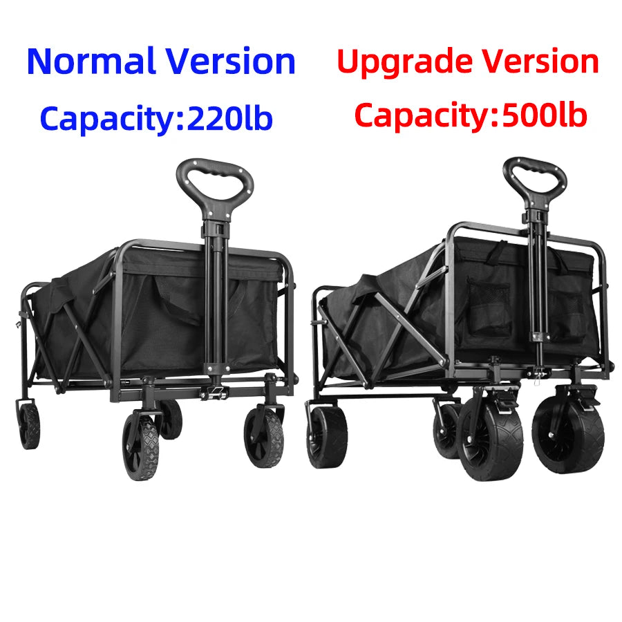 Collapsible Folding Utility Beach Cart Wagon Heavy Duty Large Capacity Fold Wagon Ourdoor Trolley Portable Garden Camping Cart