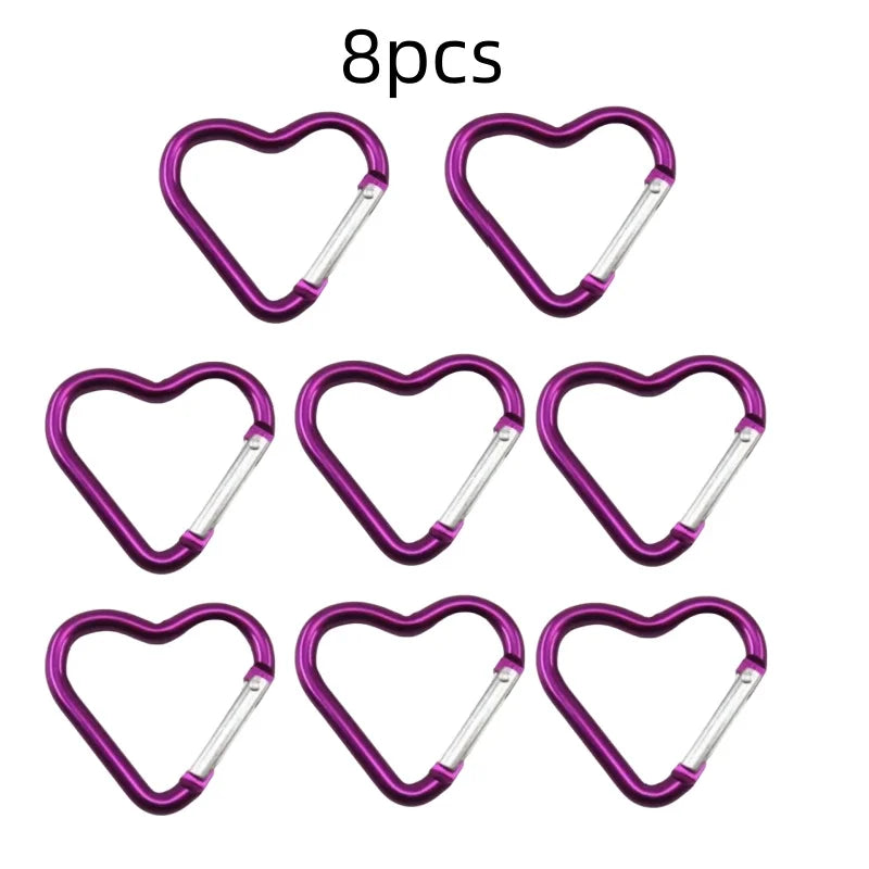 Outdoor Carabiner Heart Shape Keychain Clip Aluminum Alloy Rings Climbing Clips Spring Snap Hook Carabiner Durable