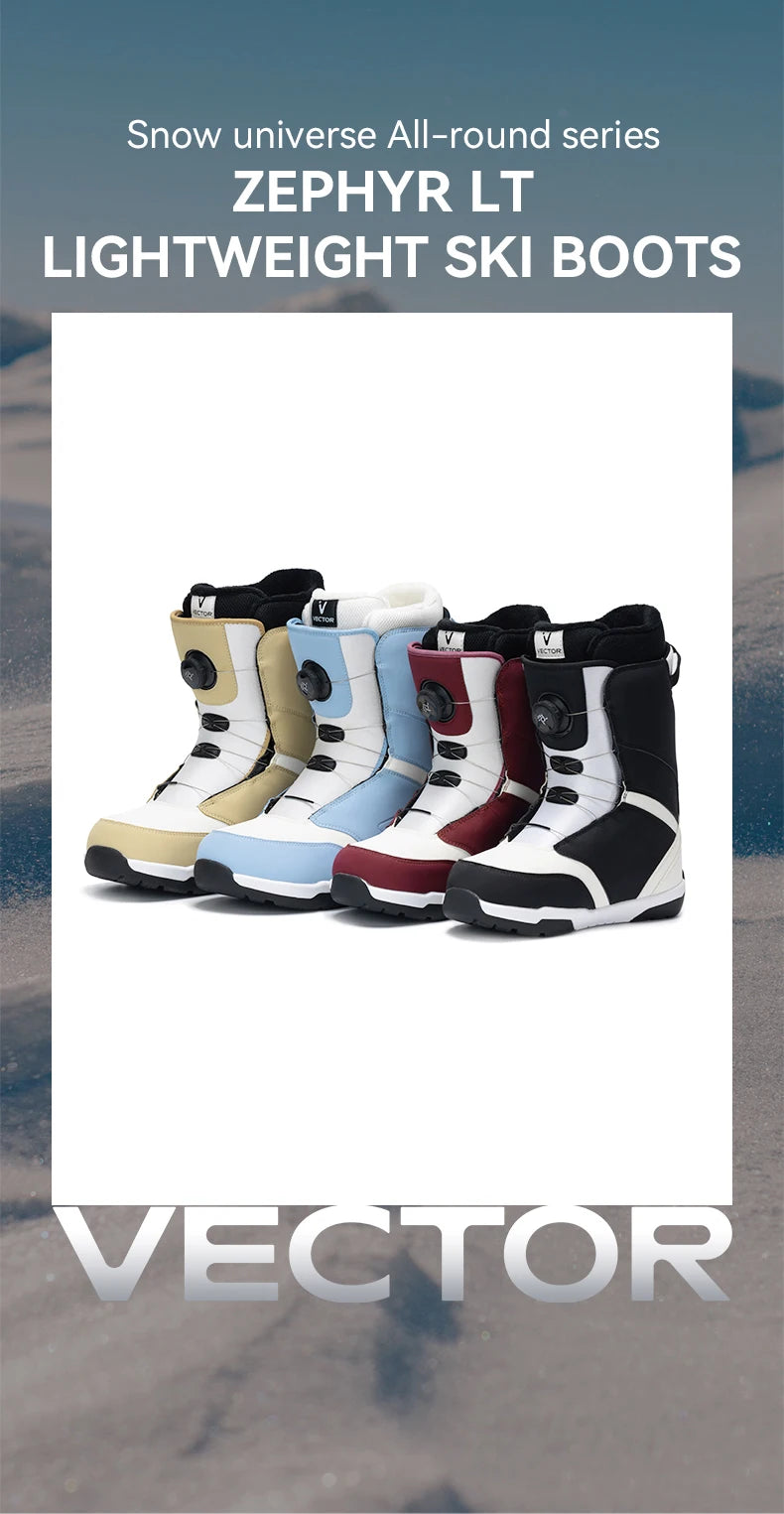 VECTOR Professional Women Man Ski Shoes Warm Waterproof Snowboard Boots Non-slip Leather Breathable Snow Boots Equipment