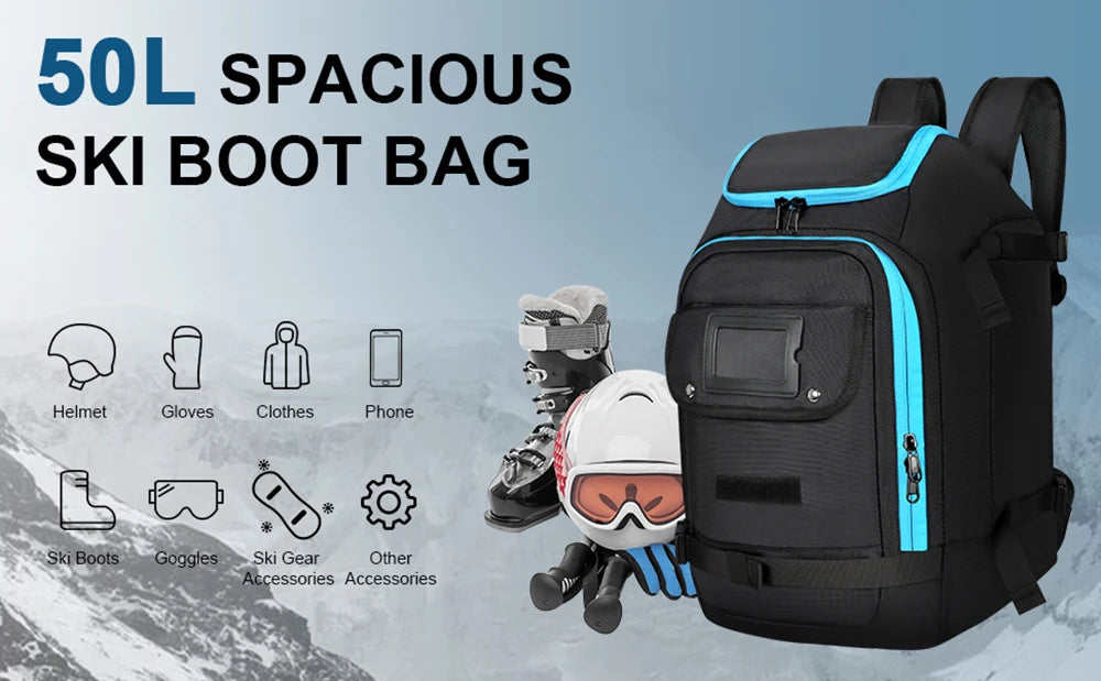 Ski Backpack Large Capacity Storage Bag Waterproof Outdoor Sports Supplies for Goggles Jacket Skis Snowboard Accessories Gloves