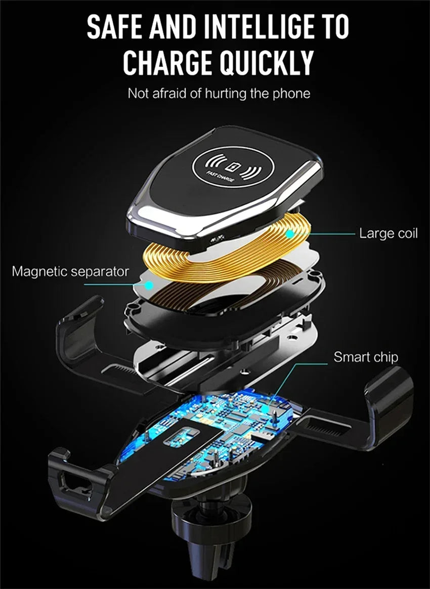 30W Wireless Chargers Fast Car For iPhone 15 14 13 12 11 Pro XS Max XR Samsung Xiaomi Wireless Charging Phone Car Holder Charger