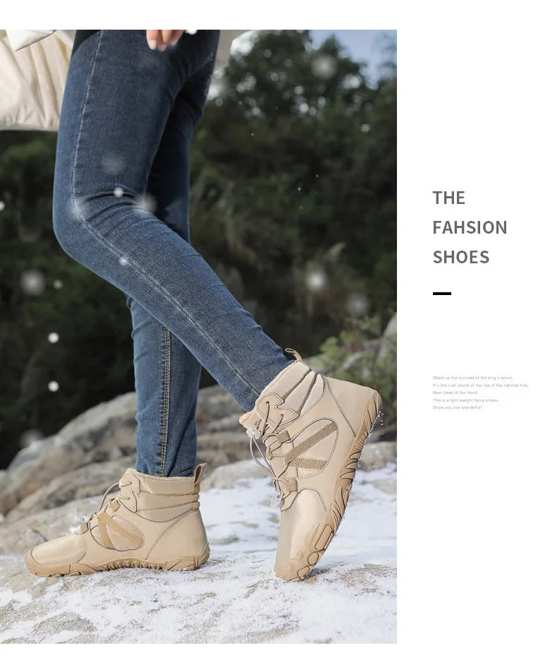 Men Women Waterproof Winter Boots Snow Barefoot Casual Shoes Outdoor Warm Work Shoes Ankle Shoes for Trekking Climbing Hiking
